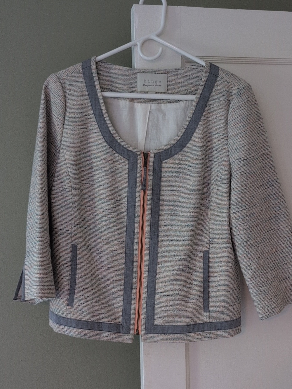 Hinge Blue Coral Silver Green Pretty Blazer
